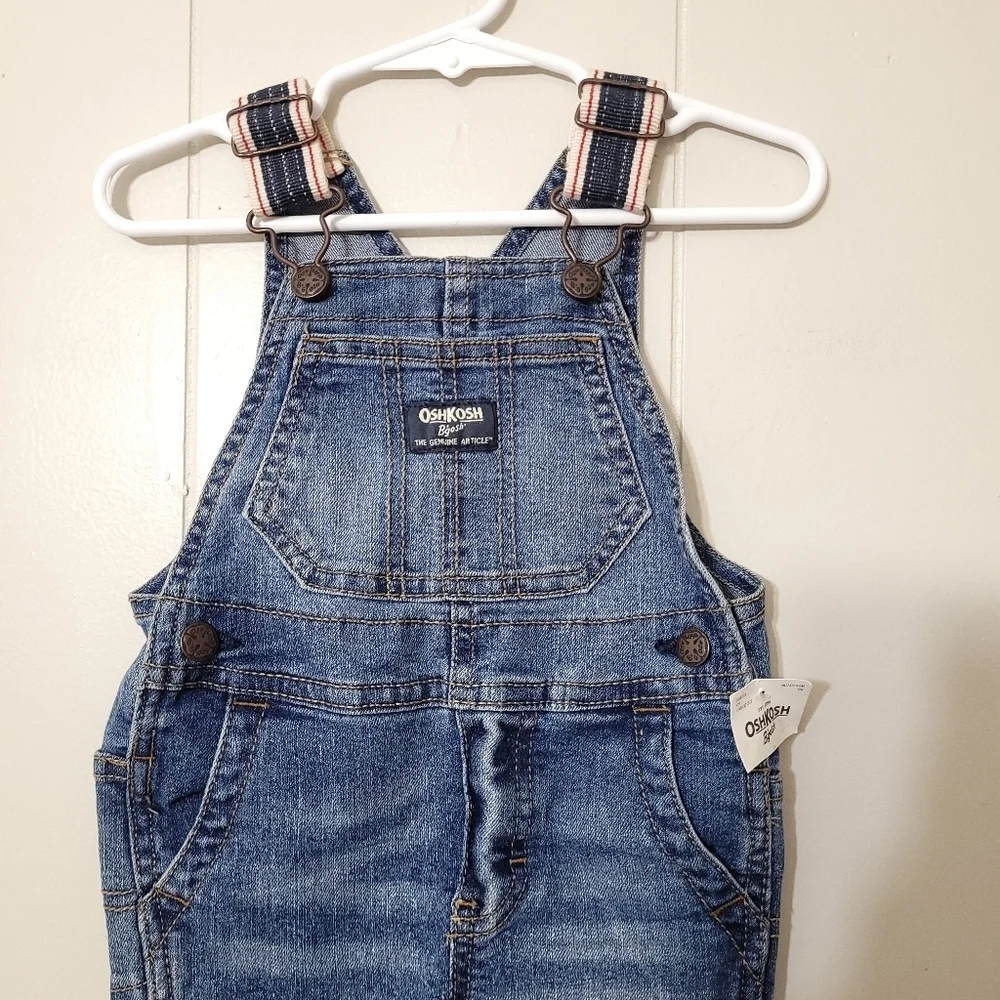OshKosh B'gosh Denim Bib Dark Wash Overalls Size 12Months NWT